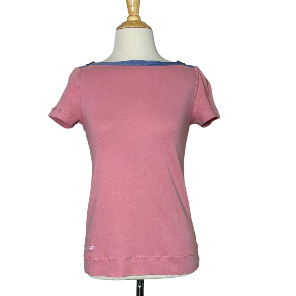LAUREN RALPH LAUREN‎ Small Rose Colored Cotton Short Sleeve Tunic Top Preppy